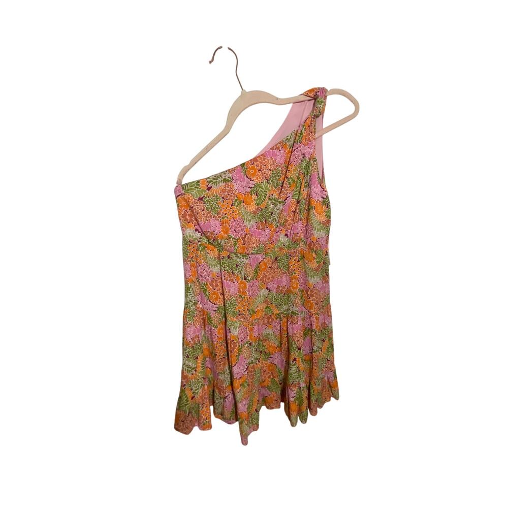 Sky to Moon Western Date Night Romantic Boho Pink Floral One Shoulder Sun Dress - Picture 2 of 5
